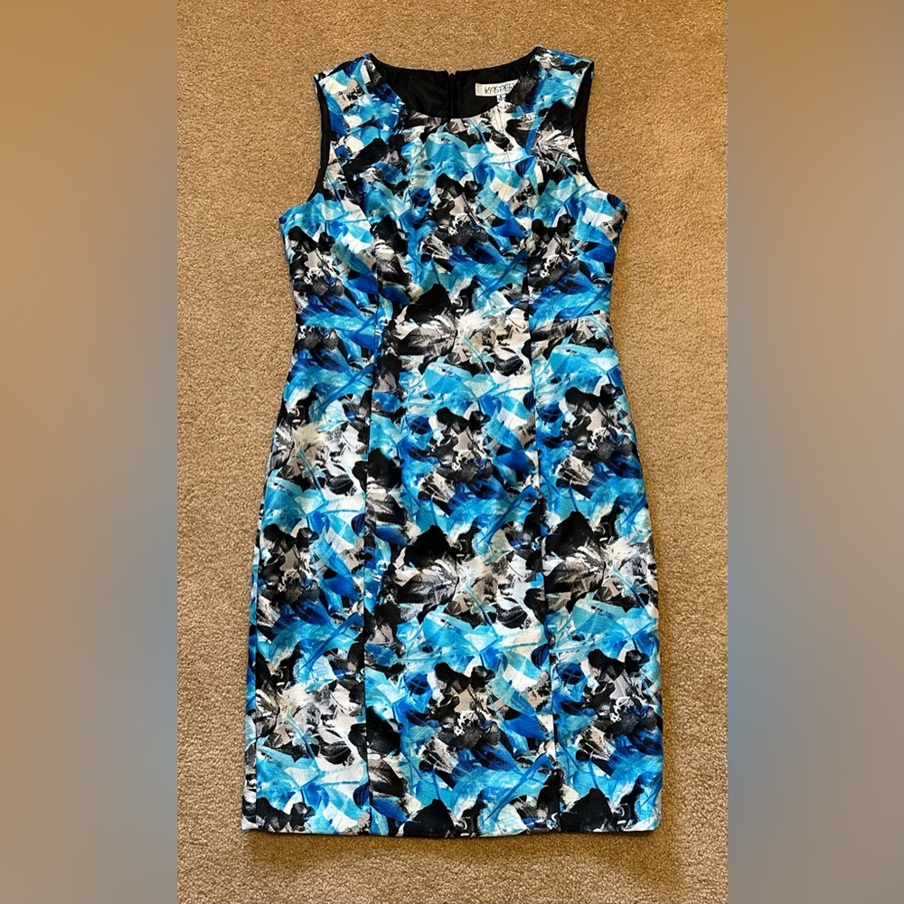 Geometric 💙Blue🖤 Black🤍 White Sleeveless Dress